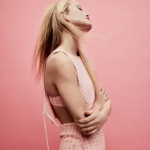Zara Pink Houndstooth Retro Knit Halter Crop‎ Top with Bralette thumbnail 10