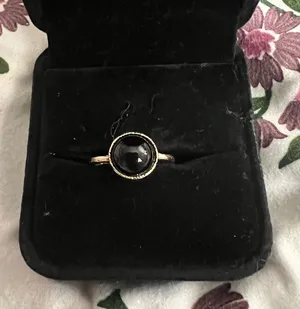 Golden Faux Gemstone Statement Ring Size 6 NWT Black thumbnail 1