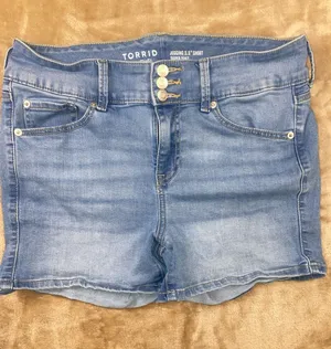 torrid Light Blue High-Rise Jegging Denim Shorts thumbnail 1