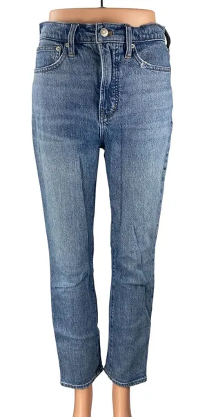 Madewell The Perfect Vintage Women's Blue Straight High Rise Denim Jeans Size 25 thumbnail 1