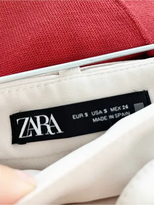 Zara Off White Ruffle Activewear Preppy Hem Belted Mini Skort thumbnail 5