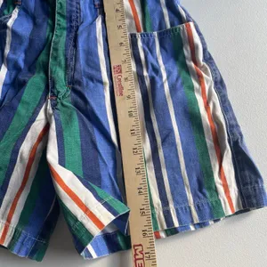 Extra Blues Vtg. 1990's High Rise Shorts Blue Green Stripes 100% Cotton Size 5 thumbnail 8