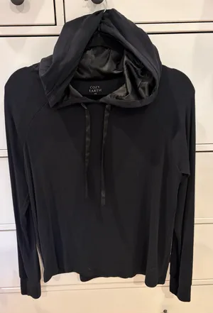 Cozy Earth Black Ribbed Hoodie Size XS thumbnail 1