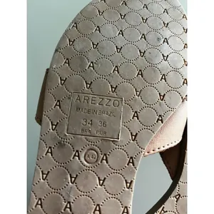 Arezzo Tan Leather‎ Slide Sandals 36 / 6 H-Strap Made in Brazil Minimalist Boho thumbnail 4