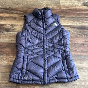 North Face 550 Puffer Vest Goose Down Metallic Purple Women's Small Nylon Zip thumbnail 11