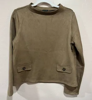 Faux Suede Button Trim Top Ann Taylor thumbnail 1