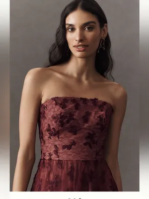 Dress The Population Kailyn Strapless Embroidered Midi Dress thumbnail 3