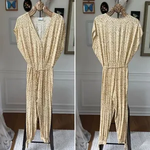 Dress Forum Dijon Mustard Batik Style Print Open Leg Jumpsuit S thumbnail 2