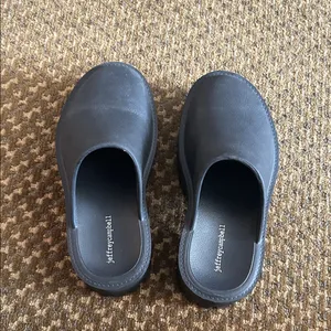 Jeffrey Campbell Black Leather Slip-On Clog Loafers thumbnail 3