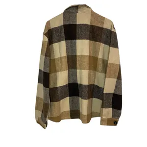 Womens Shacket Coat Jackets Medium Plaid Button Down Tan‎ Brown thumbnail 2