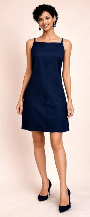 Lulu's Chic Ease Sleeveless Apron Mini Dress Navy Blue XL thumbnail 1