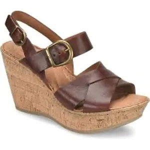 Born Emmy Quarter cork wedge Sandals‎ brown leather straps women's size 40 thumbnail 1