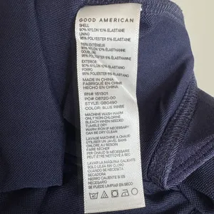 Good American Bodysuit Blue Long Sleeve Deep V Stretch Snap Closure Size 4 thumbnail 7