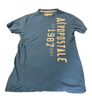 Vintage Aeropostale 1987 Graphic T-Shirt Blue Small S/P Y2K Athletic Applique Tee thumbnail 1