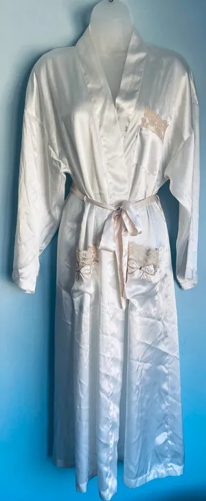 Vintage Gold Label Victoria's Secret Long Robe White Lace Details Small thumbnail 1