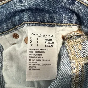 American Eagle 90s Bootcut Denim Blue Jeans Split Hem High Rise Women’s Size 8 R thumbnail 11