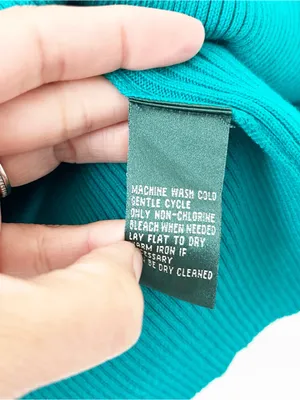 Vintage Lauren Ralph Lauren Teal Ribbed Cotton Turtleneck Sweater thumbnail 9