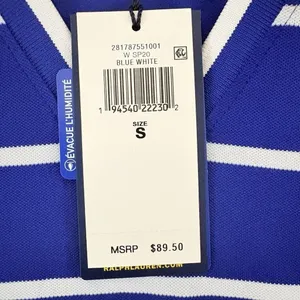 Polo Golf Ralph Lauren Womens Sleeveless Blue/White Strip‎ Shirt Small NwT thumbnail 9