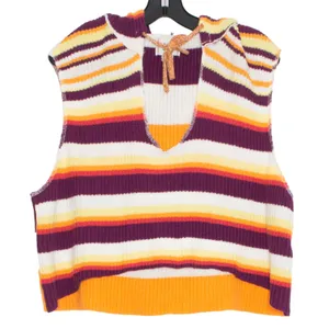 BDG Reid Hooded Sweater Vest Crop Stripe Y2K Indie Sleaze 90s Grunge Festival XS thumbnail 1