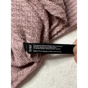 Out From Under Waffle Knit Tie Front Button Top Mauve Pink M Oversized thumbnail 4
