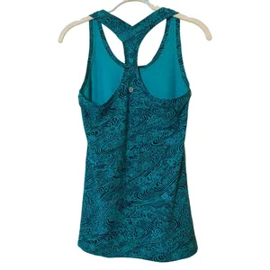 Lululemon Women Kitakami Viridian‎ Green Black CRB Cool Racerback II Tank Sz 2 thumbnail 4