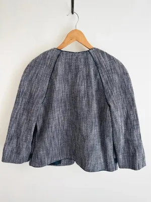 J. Crew Suiting Navy‎ Tweed Zip Front Blazer | Size 10 thumbnail 2
