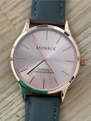 Monroe Classique by Maestro Luxury Watch Rose Gold Dial Gray Leather Strap NWOT thumbnail 3