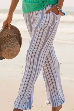 ✨Anthropologie Wide Beach Lounge Pants Blue Striped✨ thumbnail 1