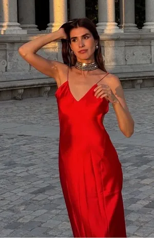 Zara nwt red maxi dress fitted bodycon satin effect party evening holiday gown thumbnail 1