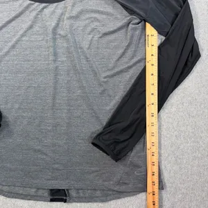 Nike Dri-Fit Women's XL Long Sleeve Active Shirt Grey Black Running Yoga Top thumbnail 5