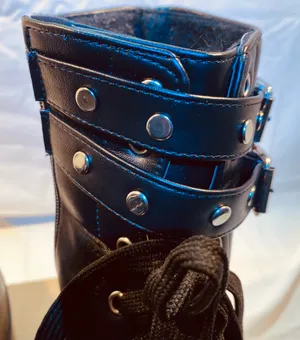 Black Laced up Platform Buckled Boot thumbnail 8