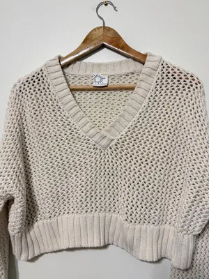 Aerie Crochet Knit Sweater Size Small thumbnail 4
