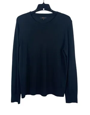 Quince Black Crewneck Sweater Cotton Cashmere Blend Pullover Soft Minimalist L thumbnail 1