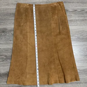 Anonymous John Carlisle Tan Suede Leather A-Line Midi Skirt Size 14‎ Camel Brown thumbnail 12