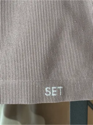 SET Active sports bra tank top Sculptflex Ribbed Pepper halter vneck taupe thumbnail 2