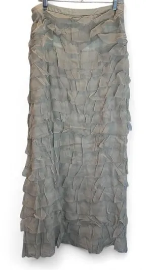 Queue Colette 100% Silk Textured Maxi‎ Skirt NWT 10 Silver Sage Formal Fairycore thumbnail 1