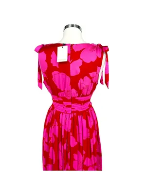 Sugarlips Caribbean Crush Descanso Pleated Maxi Dress Pink Red Size Small NWT thumbnail 9