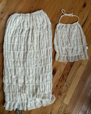 Ruched halter maxi set White thumbnail 2