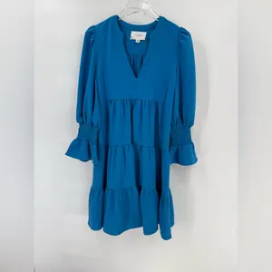 Tuckernuck POMANDER PLACE‎ Capri Blue Crepe Kenzo Dress xS Boho Prairie thumbnail 4