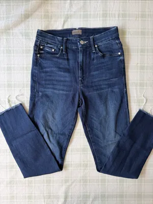 MOTHER Dark Blue Slim Fit Jeans thumbnail 5