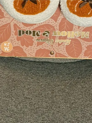 Mellow & Mod Women's Cream Pumpkin Detail Fall Fuzzy Slippers - size M (7-8) thumbnail 6