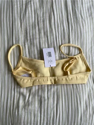 New Danielle Bernstein Pull On Bra Top Size XS Buttermilk Yellow Unlined Low Cut thumbnail 3