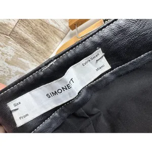 Simonett Kika Pants Black Faux Leather Contrast Stitch‎ Wide Leg XS High Rise thumbnail 4