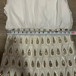 Boohoo White and Gold Sequin Dress thumbnail 6