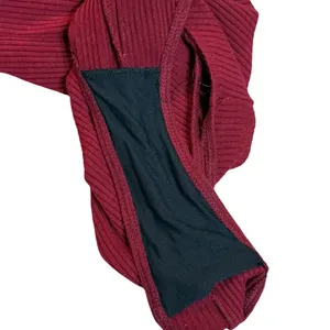 Reformation Burgundy Ribbed Long Sleeve Deep V-Neck‎ Bodysuit XS Made in USA thumbnail 6