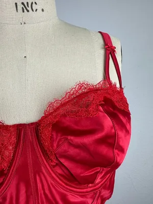 Victoria's Secret Dream Angels Red Satin Lace Bustier Corset Top 38DD/E85 thumbnail 2