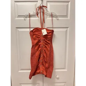 Free People Hold On Halter Mini Dress , Size Small Orange Red Rust‎ thumbnail 3