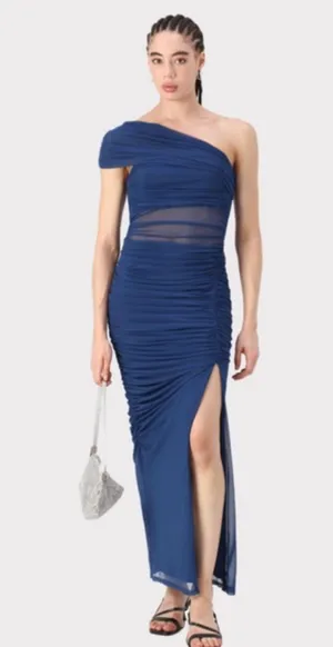 Abercrombie Women's Mesh Asymmetrical Off-The-Shoulder Draped Maxi Dress thumbnail 2