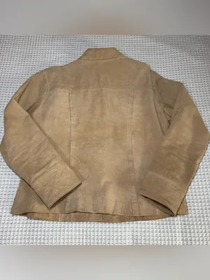 Coldwater Creek Suede Leather Jacket Women’s Large Tan Cowboy Snap Lined Western thumbnail 10