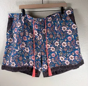 Sundance Kalani Shorts Size XL Linen Blue Floral Boho Retro Summer Preppy Shorts thumbnail 1